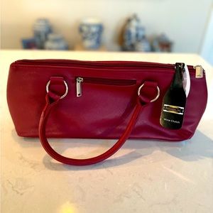 NWT Primeware, Inc. Wine Clutch Red included Bottle Opener in front Zip pocket